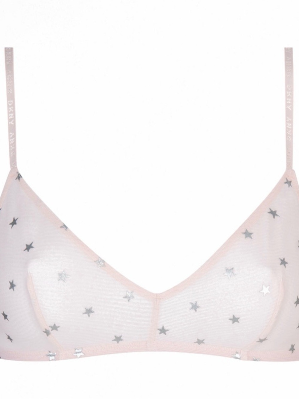 DKNY Pale Pink Sheer Star Mesh Bralette with Silver Accents